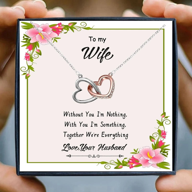 To My Soulmate Necklaces for Women Gift Heart Pendant Necklace Female Girl Crystal Infinity Necklace Gifts Wife Lovers Jewelry