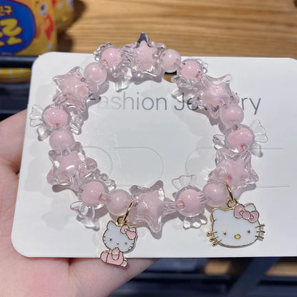 Hello Kitty Beads Bracelets Bangle Cinnamoroll Kuromi Accessories Hello Kitty Things Bangle Sweet Y2K Kawaii Melody Gifts