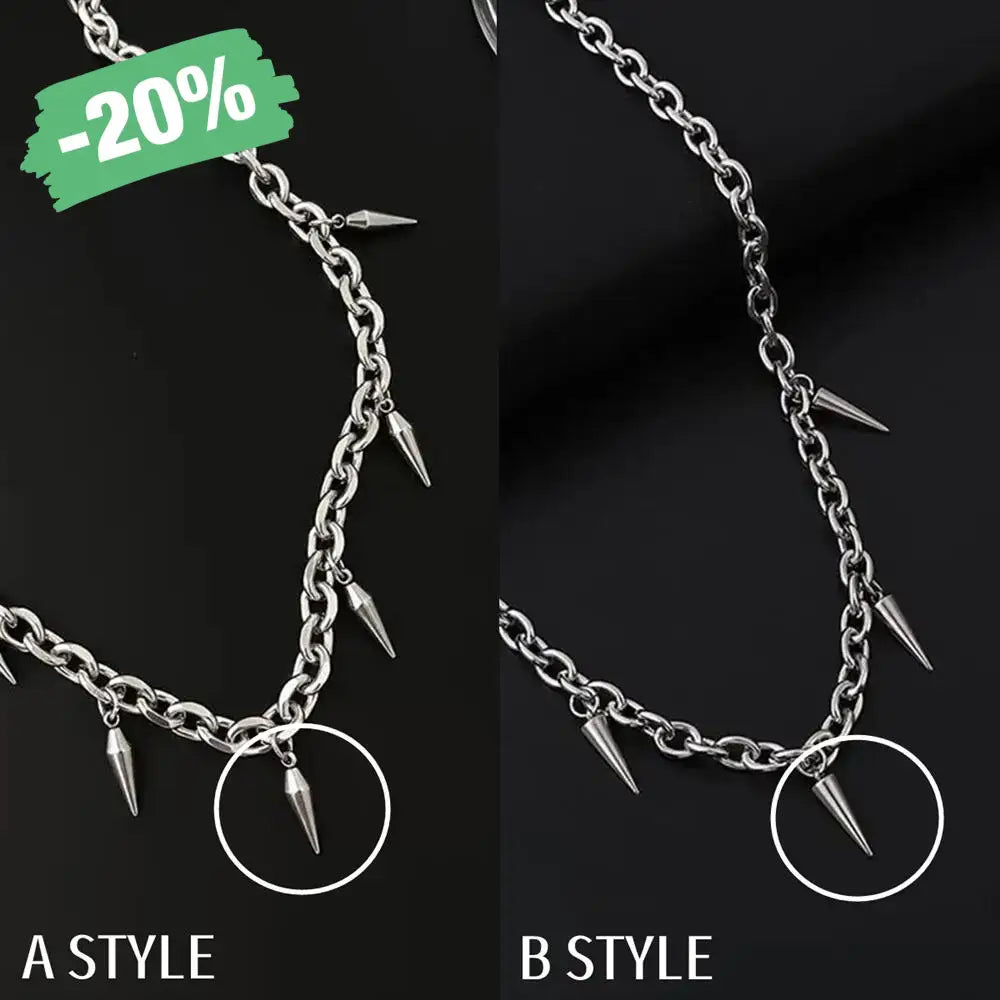 Hip Hop Rivet Necklace for Man Woman Titanium Steel Cone Pendant Sweater Chain Choker Jewelry Punk Male Cool Accessories