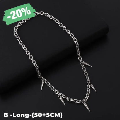 Hip Hop Rivet Necklace for Man Woman Titanium Steel Cone Pendant Sweater Chain Choker Jewelry Punk Male Cool Accessories